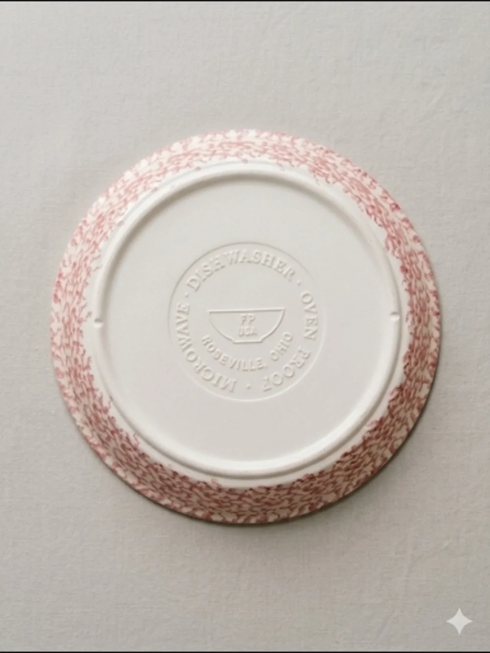 Vintage Friendship Pottery Pink Spongeware Plate Roseville OH USA